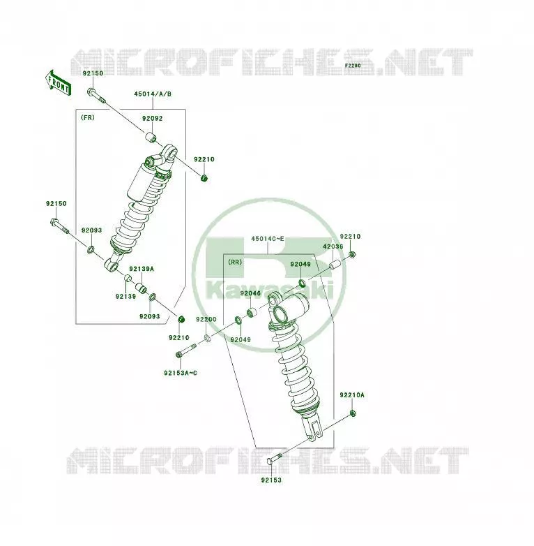 AMORTISSEUR Kawasaki QUAD 450 2008 KFX450R  KSF450B8F