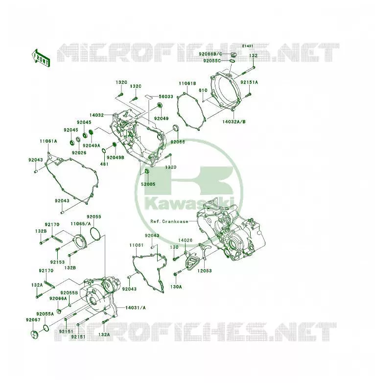 COUVERCLES MOTEUR Kawasaki QUAD 450 2008 KFX450R  KSF450B8F