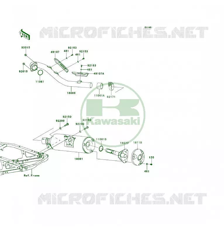 &Eacute;CHAPPEMENT Kawasaki QUAD 450 2009 KFX450R  KSF450B9F