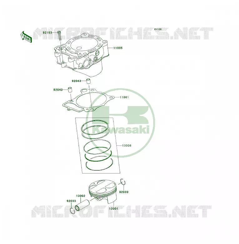 CYLINDRE/PISTON Kawasaki QUAD 450 2009 KFX450R  KSF450B9F