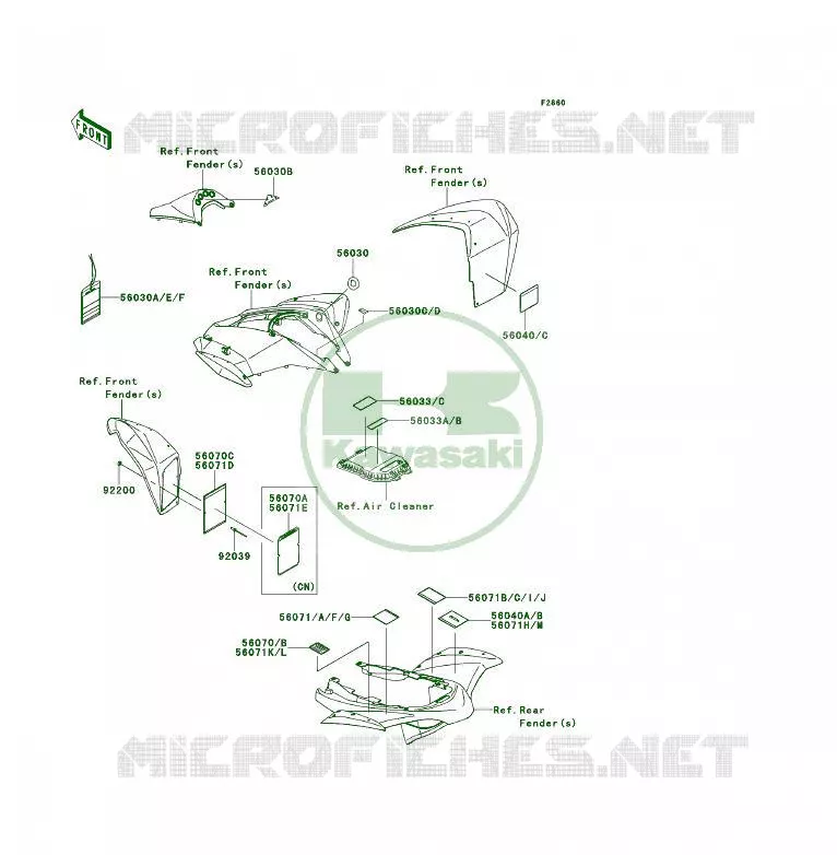 LABEL Kawasaki QUAD 450 2009 KFX450R  KSF450B9F
