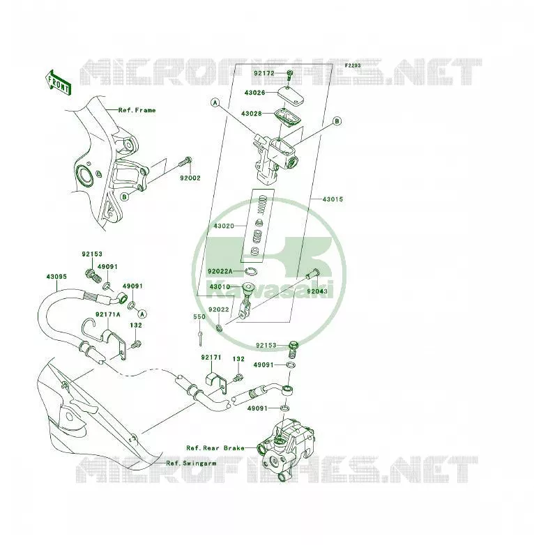 MAITRE CYLINDRE ARRI&Egrave;RE Kawasaki QUAD 450 2010 KFX450R  KSF450BAF