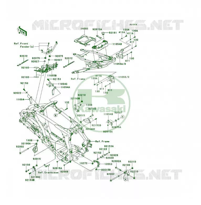 PIECE DE CADRE (COUVERTURE) Kawasaki QUAD 450 2010 KFX450R  KSF450BAF