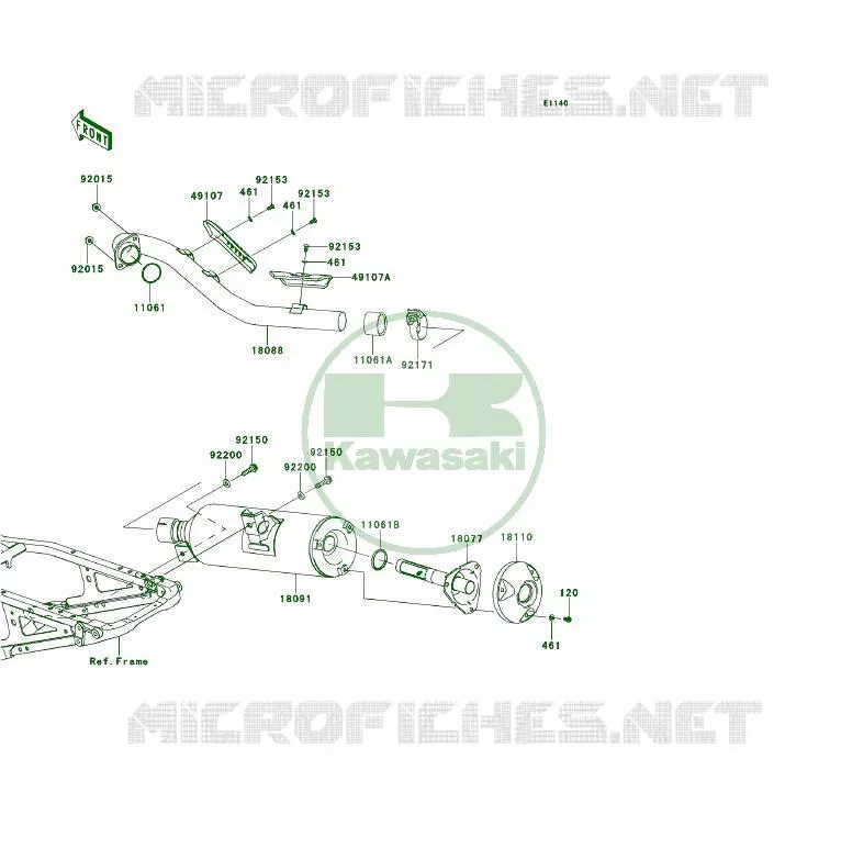 &Eacute;CHAPPEMENT Kawasaki QUAD 450 2011 KFX450R  KSF450BBF