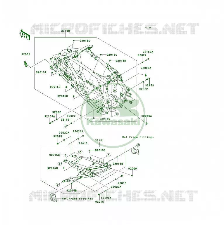 CH&Acirc;SSIS Kawasaki QUAD 450 2011 KFX450R  KSF450BBF