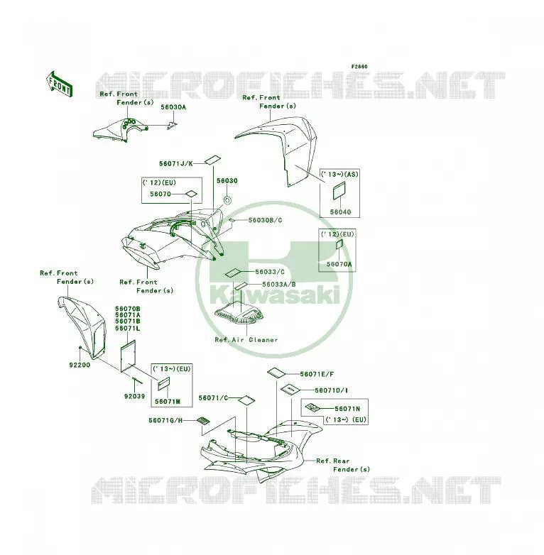 LABEL Kawasaki QUAD 450 2012 KFX450R  KSF450BCS