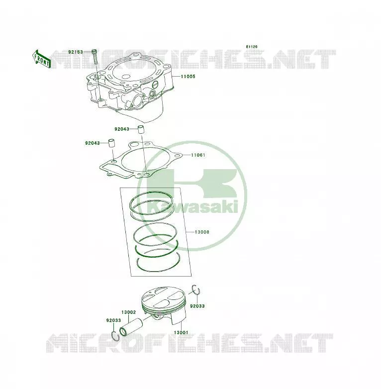 CYLINDRE/PISTON Kawasaki QUAD 450 2012 KFX450R  KSF450BCS