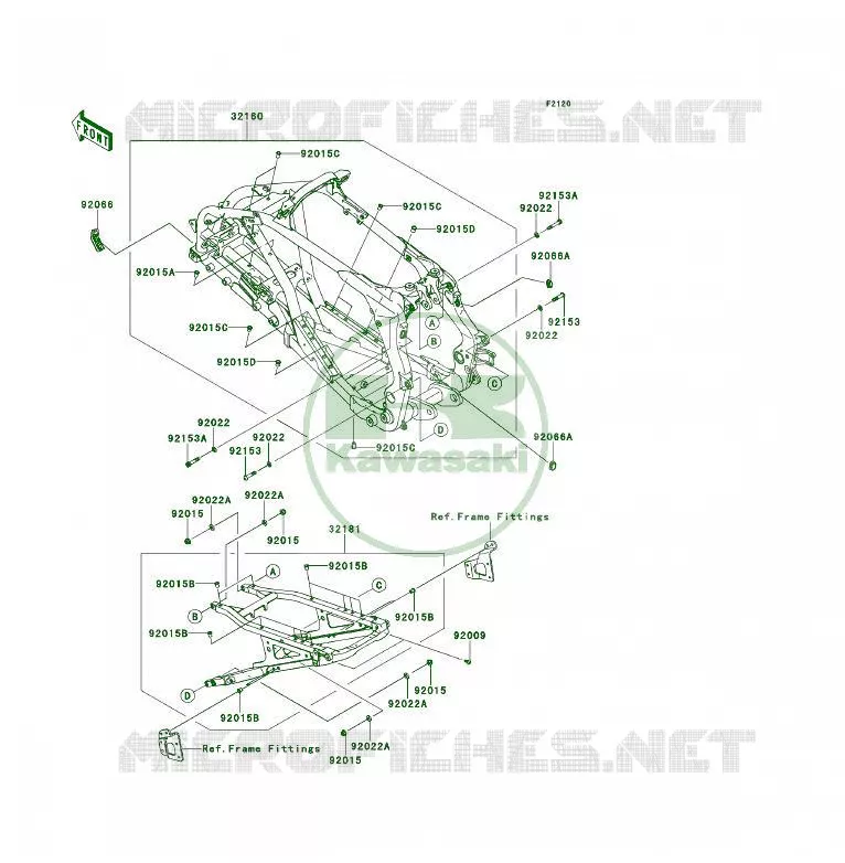 CH&Acirc;SSIS Kawasaki QUAD 450 2013 KFX450R  KSF450BDF
