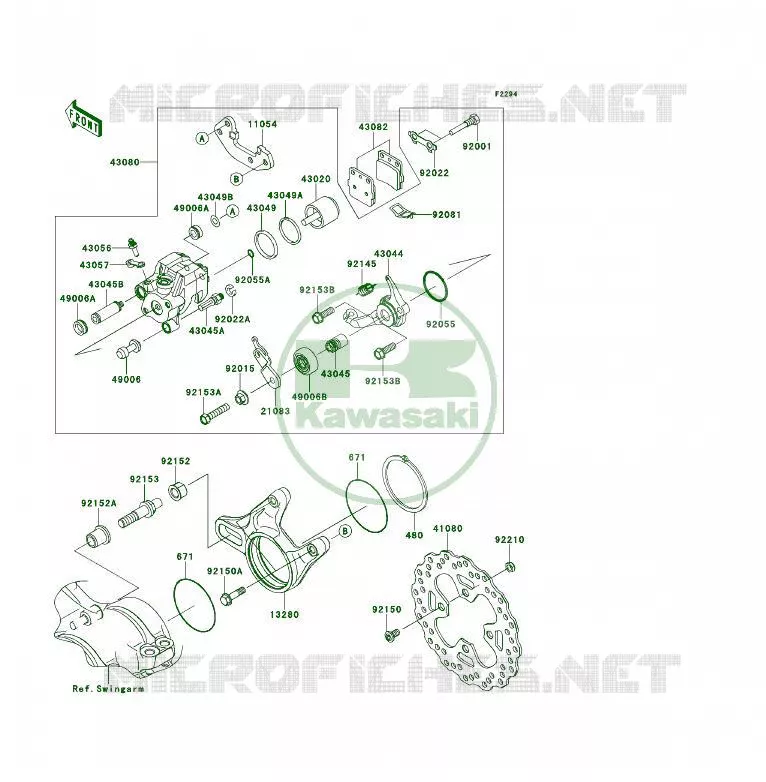 FREIN ARRIERE Kawasaki QUAD 450 2013 KFX450R  KSF450BDF