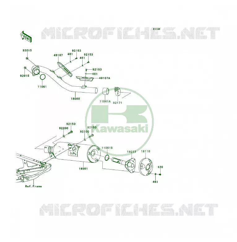 &Eacute;CHAPPEMENT Kawasaki QUAD 450 2013 KFX450R  KSF450BDF