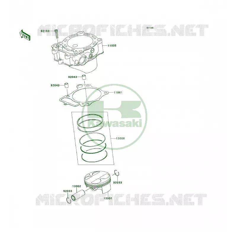 CYLINDRE/PISTON Kawasaki QUAD 450 2014 KFX450R  KSF450BEF