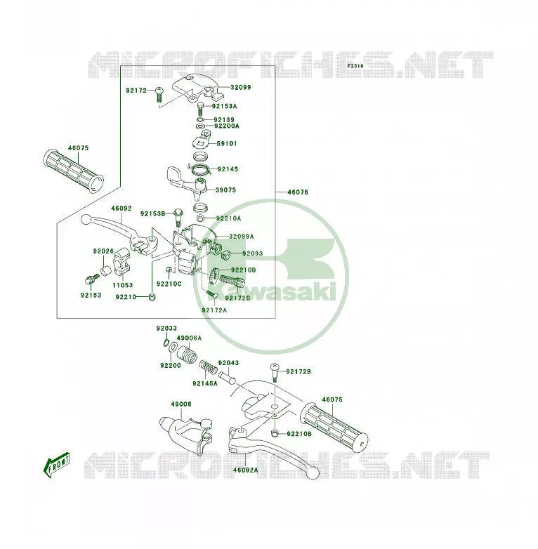 POIGNEE GUIDON Kawasaki QUAD 50 2004 KFX50  KSF50-A2