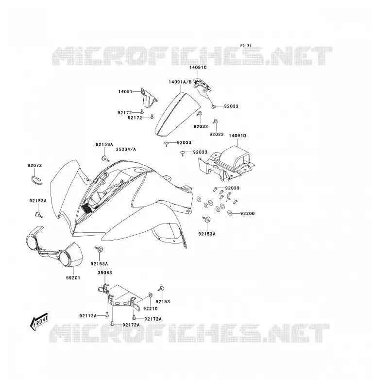 GARDE BOUE AVANT Kawasaki QUAD 90 2007 KFX90  KSF90A7F
