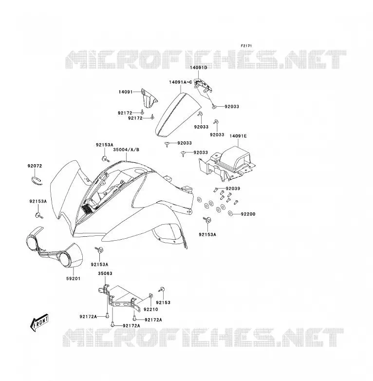 GARDE BOUE AVANT Kawasaki QUAD 90 2010 KFX90  KSF90AAF