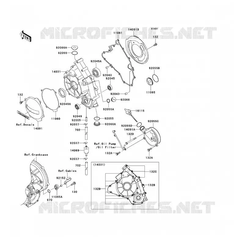 COUVERCLES MOTEUR Kawasaki QUAD 700 2004 KFX700  KSV700-B1