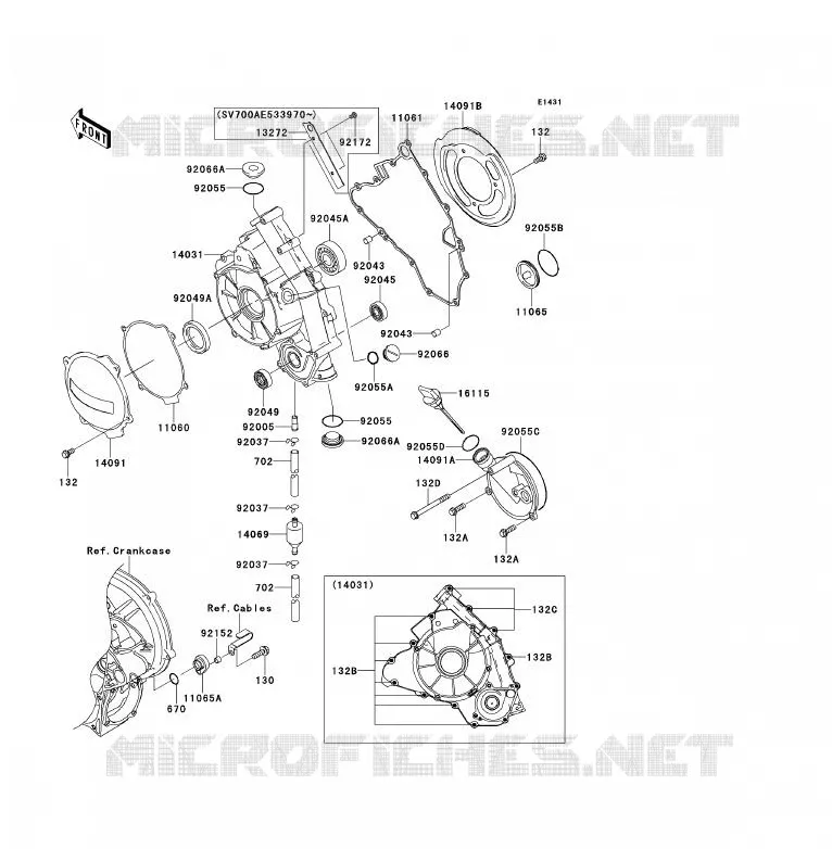 COUVERCLES MOTEUR Kawasaki QUAD 700 2007 KFX700  KSV700B7F