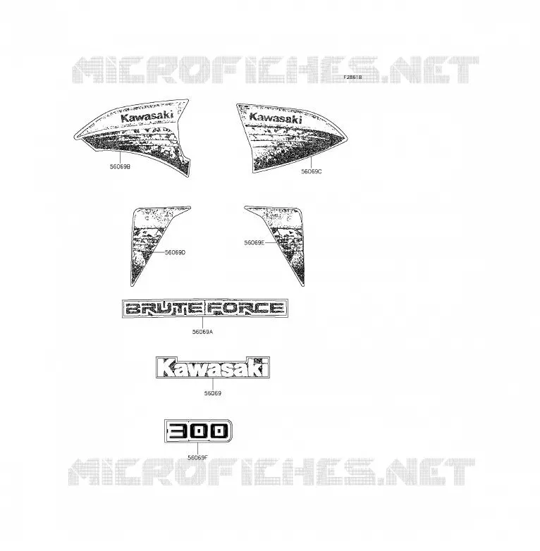 STICKER(RED) Kawasaki QUAD 300 2013 BRUTE FORCE 300  KVF300CDF