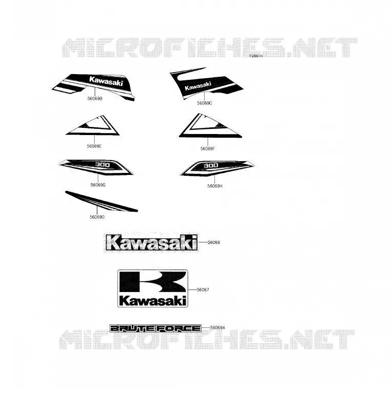 STICKER(WHITE) Kawasaki QUAD 300 2016 BRUTE FORCE 300  KVF300CGF