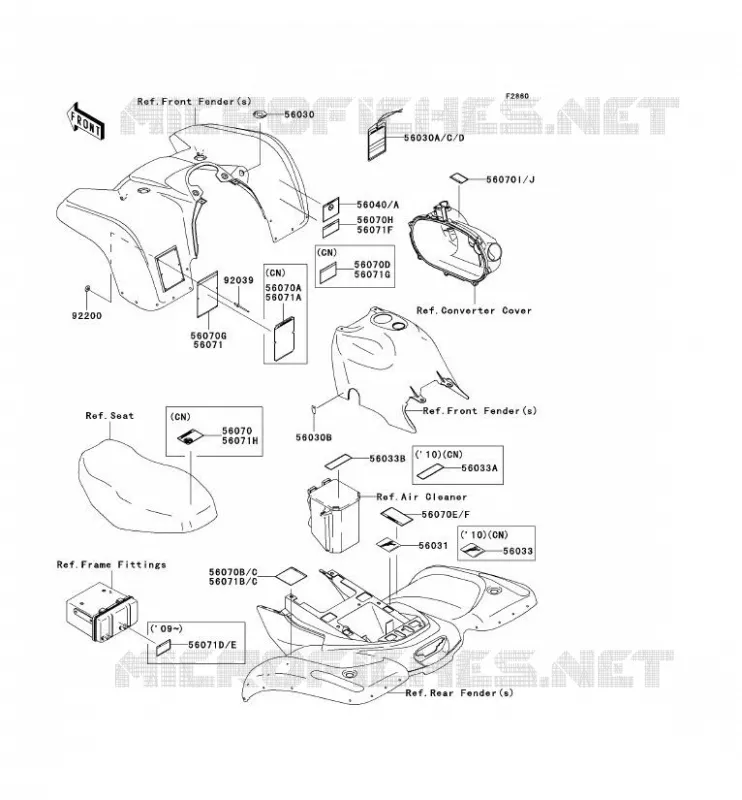 LABEL Kawasaki QUAD 360 2010 KVF360 4X4  KVF360AAF