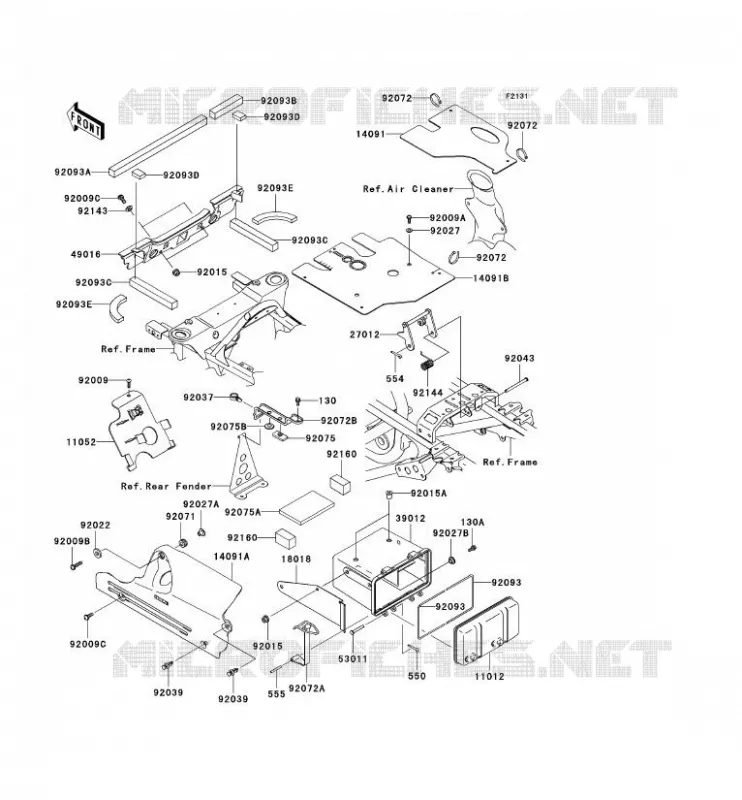 PIECE DE CADRE (COUVERTURE) Kawasaki QUAD 360 2003 KVF360  KVF360-B1