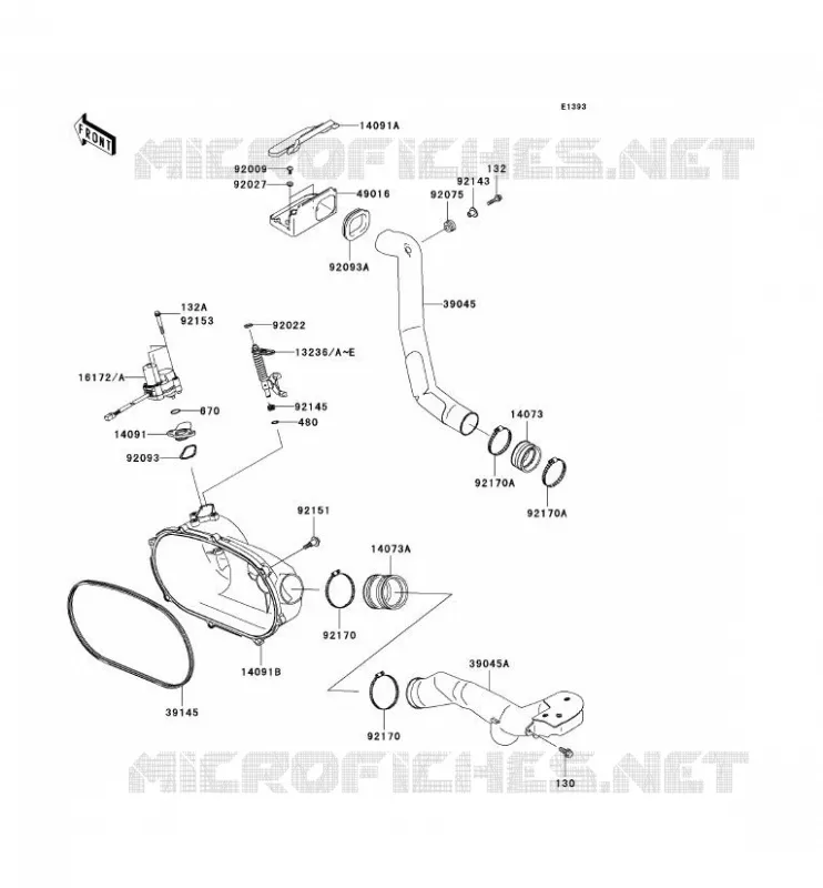 COUVERCLE CONVERTISSEUR/COURROIE Kawasaki QUAD 360 2005 KVF360  KVF360-B3