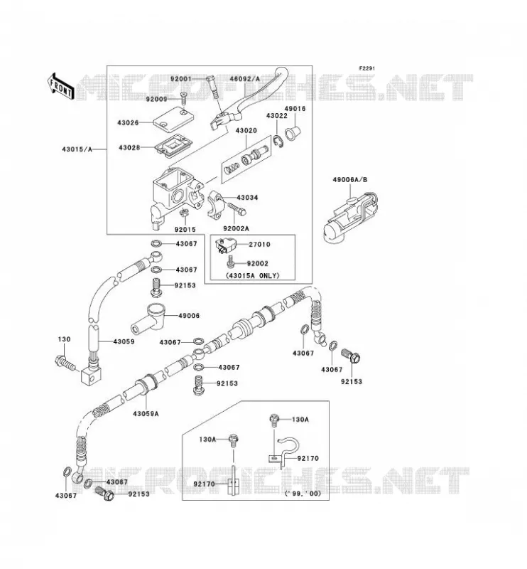 MAITRE CYLINDRE AV Kawasaki QUAD 400 1999 KVF400  KVF400-D1