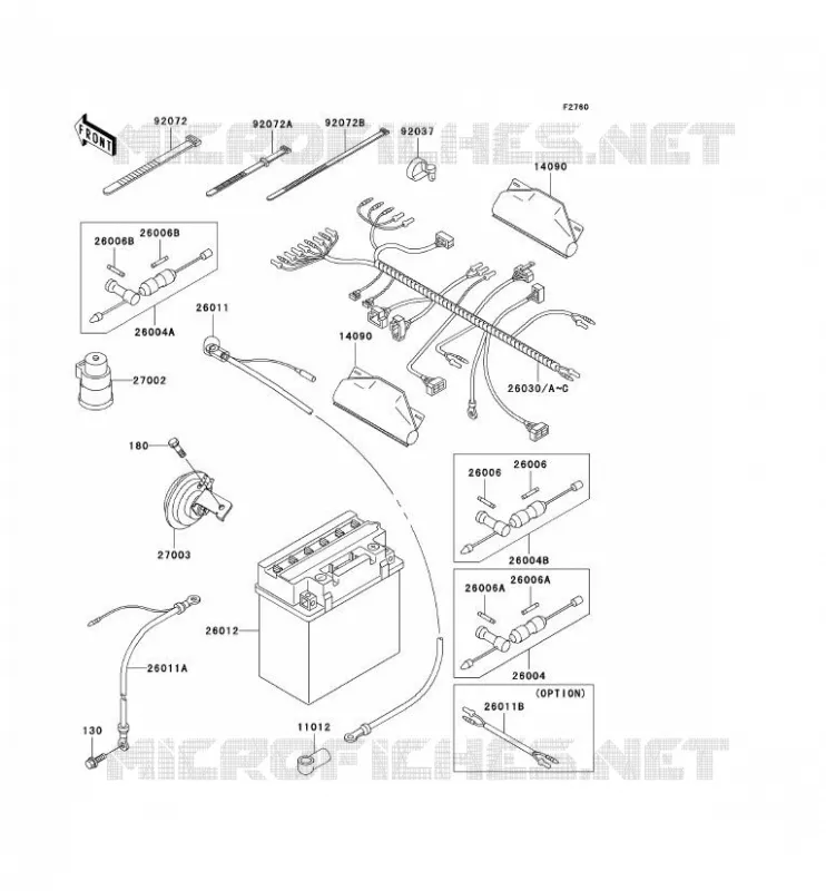 CHASSIS EQUIPMENT ELECTRIQUE Kawasaki QUAD 400 2000 KVF400  KVF400-D2