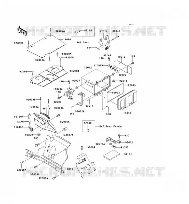 PIECE DE CADRE (COUVERTURE) Kawasaki QUAD 400 2000 KVF400  KVF400-D2