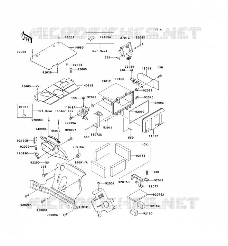SUPPORT BATTERIE Kawasaki QUAD 400 2000 KVF400  KVF400-D2