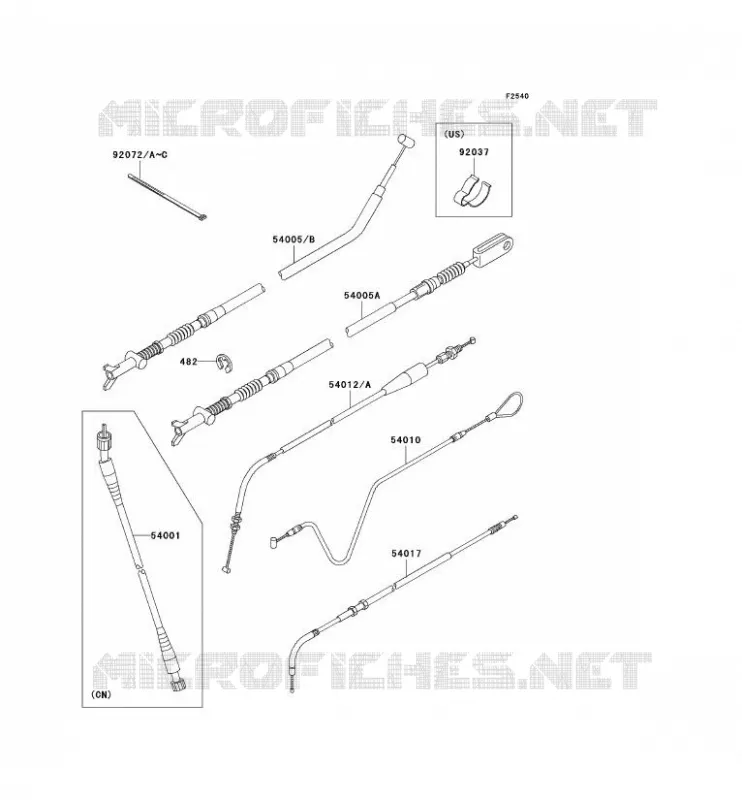 CABLES Kawasaki QUAD 400 2000 KVF400  KVF400-D2