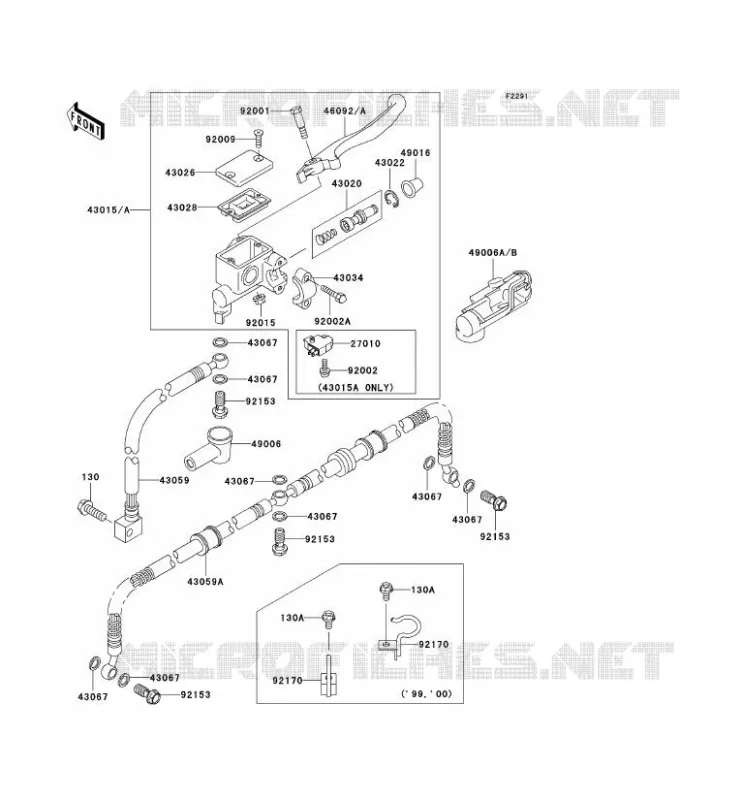 MAITRE CYLINDRE AV Kawasaki QUAD 400 2002 KVF400  KVF400-D4