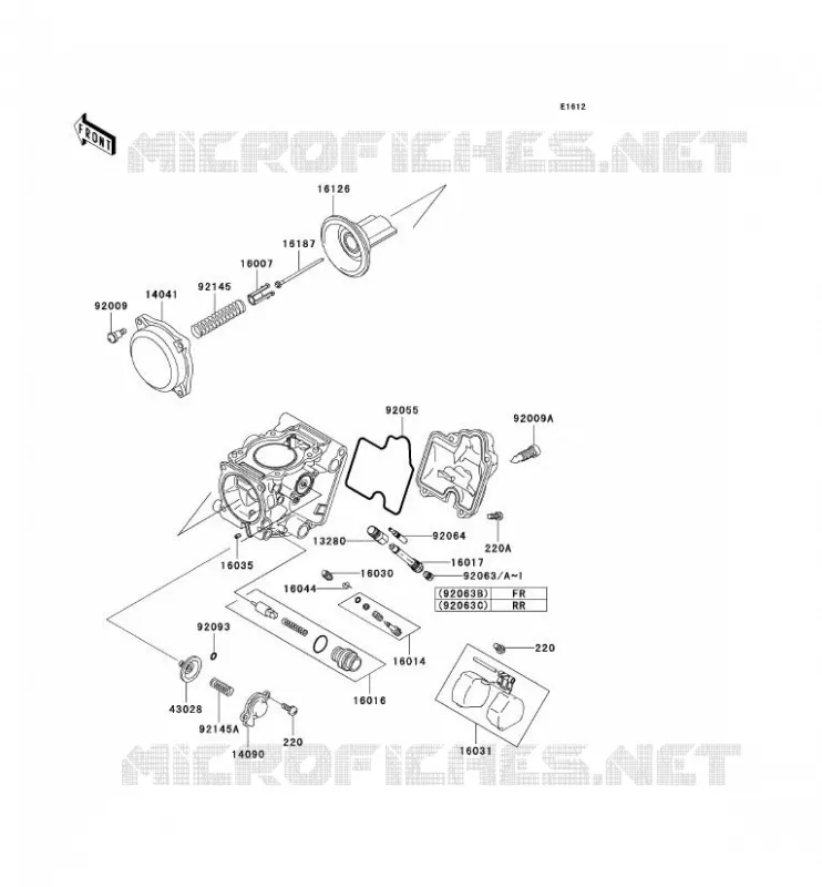 PI&Egrave;CES DE CARBURATEUR Kawasaki QUAD 650 2003 KVF650 4X4  KVF650-A2