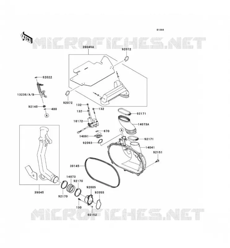 COUVERCLE CONVERTISSEUR/COURROIE Kawasaki QUAD 650 2002 KVF650  KVF650-B1
