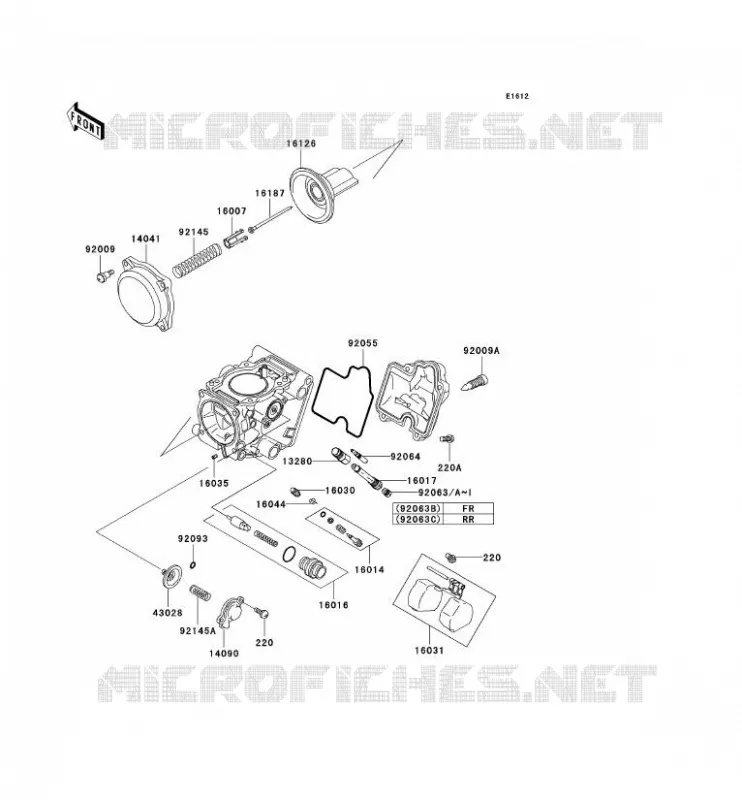 PI&Egrave;CES DE CARBURATEUR Kawasaki QUAD 650 2002 KVF650  KVF650-B1