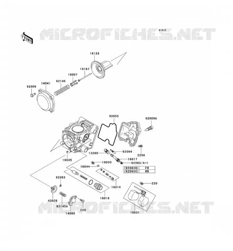 PI&Egrave;CES DE CARBURATEUR Kawasaki QUAD 650 2003 KVF650 4X4  KVF650-B2