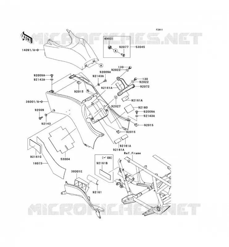 CACHE LAT&Eacute;RAL Kawasaki QUAD 650 2007 KVF650 4X4  KVF650D7F