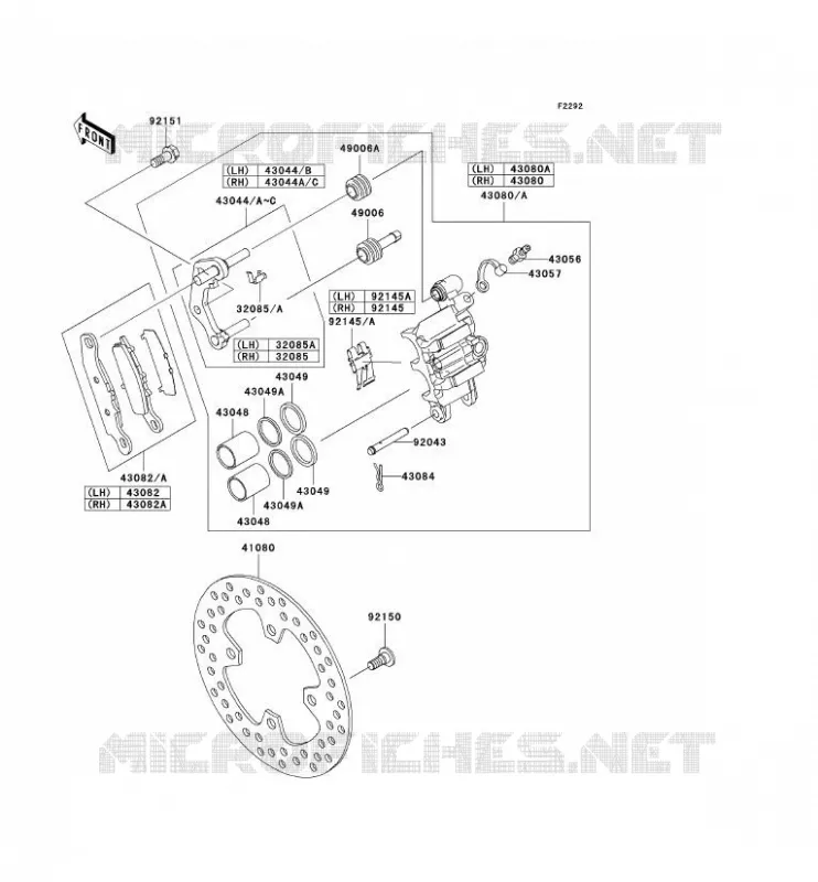 FREIN AVANT Kawasaki QUAD 650 2007 KVF650 4X4  KVF650D7F