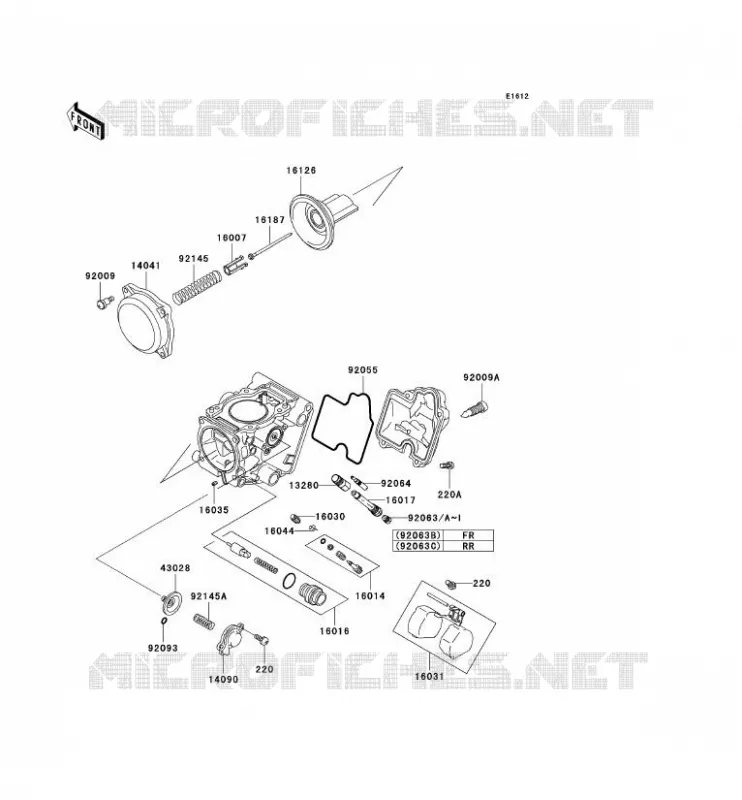 PI&Egrave;CES DE CARBURATEUR Kawasaki QUAD 650 2007 KVF650 4X4  KVF650D7F