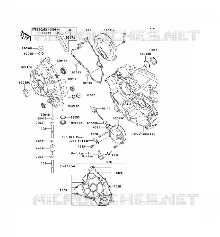 COUVERCLES MOTEUR Kawasaki QUAD 650 2008 KVF650 4X4  KVF650D8F