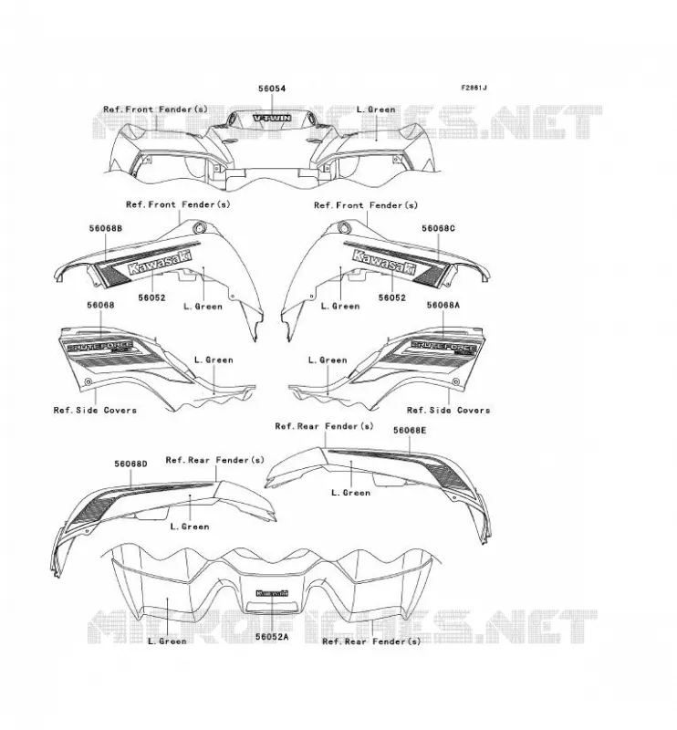 STICKER(L.GREEN)(AS) Kawasaki QUAD 650 2009 KVF650 4X4  KVF650D9F