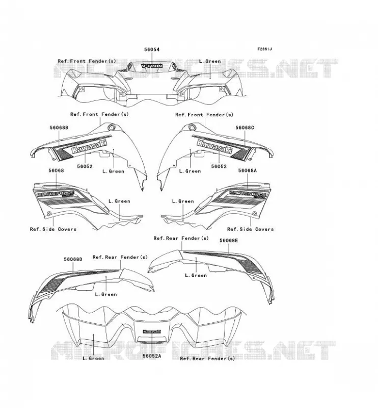 STICKER(L.GREEN)(AS) Kawasaki QUAD 650 2009 KVF650 4X4  KVF650D9F