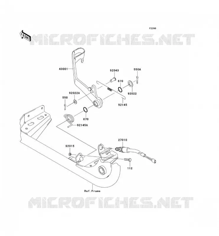 PEDALE DE FREIN Kawasaki QUAD 650 2010 KVF650 4X4  KVF650DAF