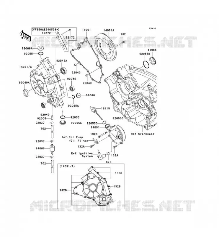 COUVERCLES MOTEUR Kawasaki QUAD 650 2010 KVF650 4X4  KVF650DAF