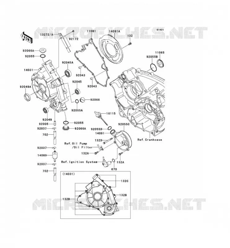 COUVERCLES MOTEUR Kawasaki QUAD 650 2014 KVF650 4X4  KVF650DEF