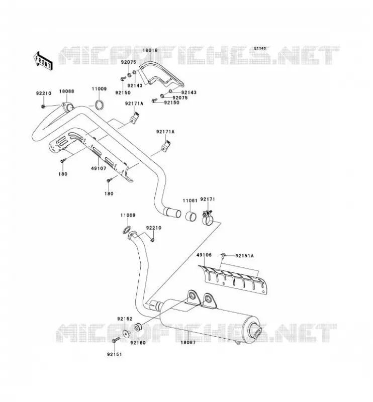&Eacute;CHAPPEMENT Kawasaki QUAD 650 2014 KVF650 4X4  KVF650DEF
