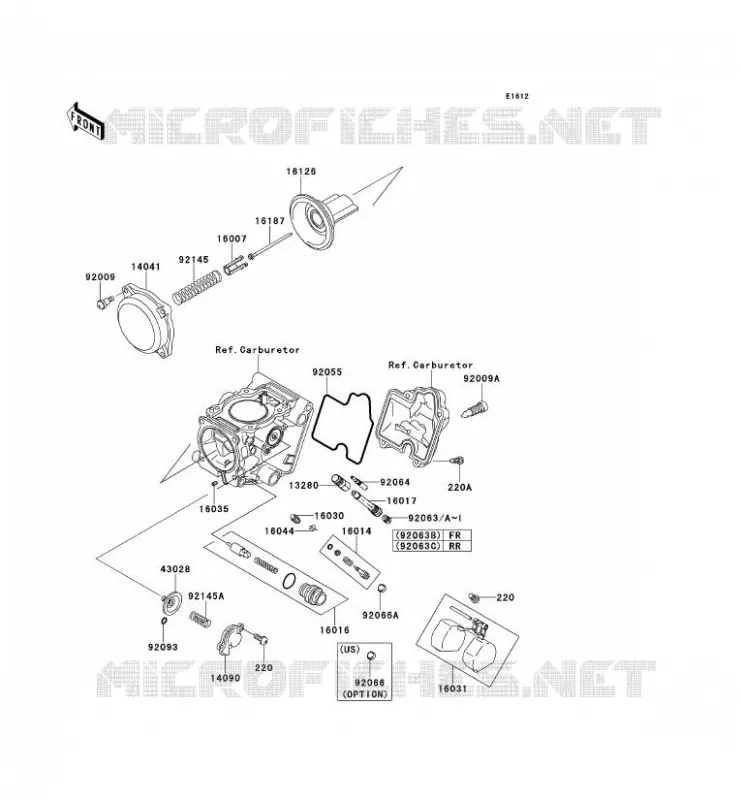 PI&Egrave;CES DE CARBURATEUR Kawasaki QUAD 650 2014 KVF650 4X4  KVF650DEF