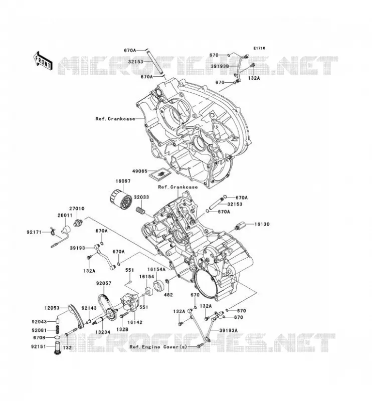 POMPE A HUILE/FILTRE &Agrave; HUILE Kawasaki QUAD 650 2014 KVF650 4X4  KVF650DEF