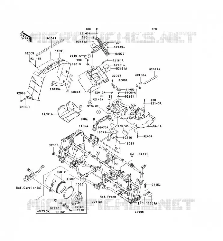 PIECE DE CADRE (COUVERTURE) Kawasaki QUAD 650 2007 KVF650 4X4I  KVF650F7F