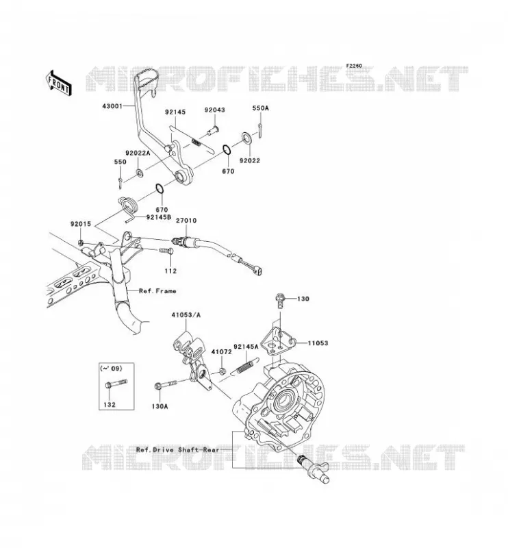 PEDALE DE FREIN Kawasaki QUAD 650 2007 KVF650 4X4I  KVF650F7F