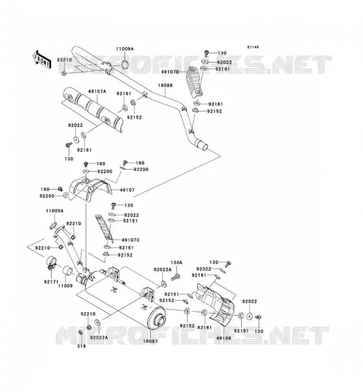 &Eacute;CHAPPEMENT Kawasaki QUAD 650 2008 KVF650 4X4I  KVF650F8F